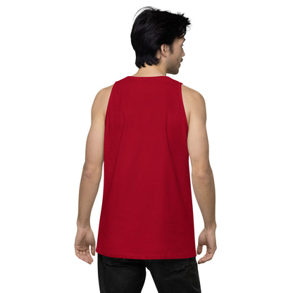 Back view of red sleeveless flip city shirt