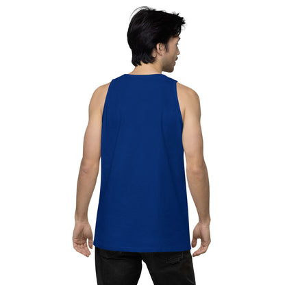 back view of blue sleeveless Flip City shirt