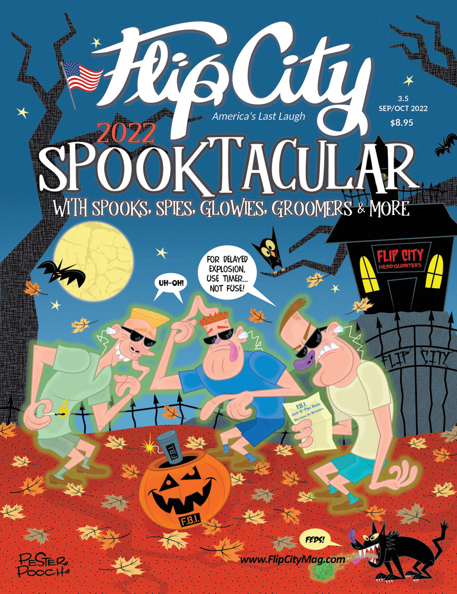 Cover of Flip City 2022 Spooktacular with Halloween-themed illustration and text.