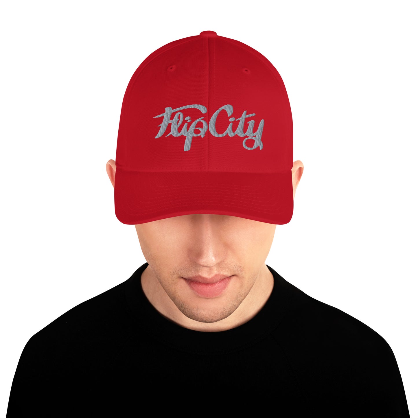 Fashionable RED Flip City baseball cap